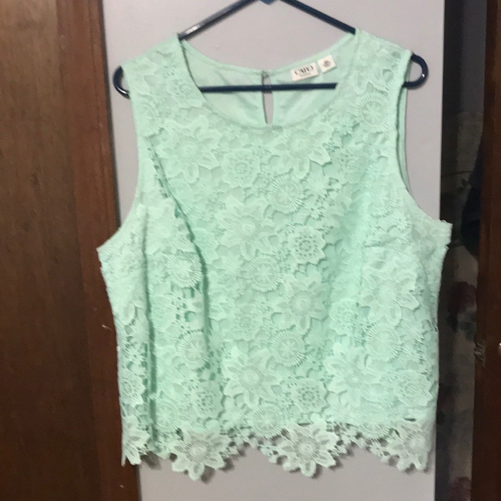 Light green lace crop top